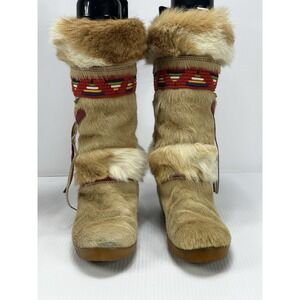 Vintage Tecnica Apres Goat Fur Winter Ski Boots Made In Italy Women's Size 36 EU